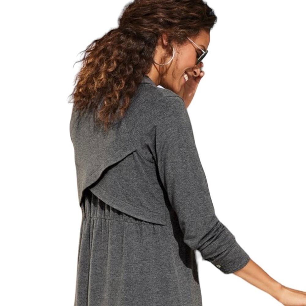 Soft Surroundings “Cool Breeze” Size Small Charcoal Gray Button Front Tunic-NWOT